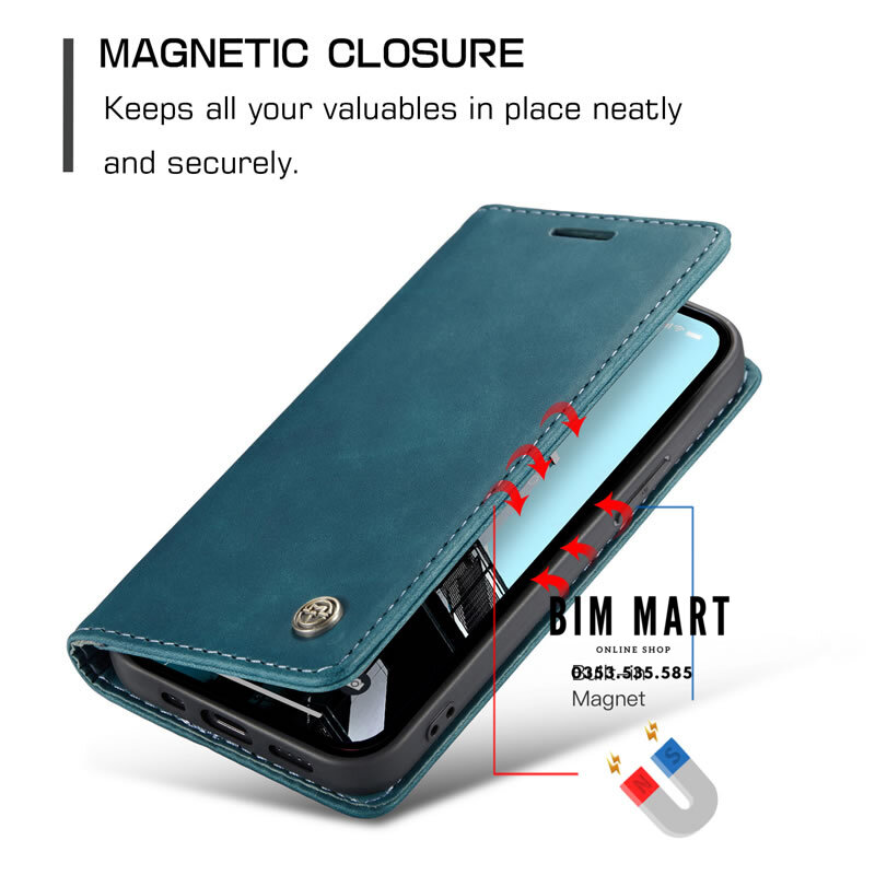 Bao da cao cấp dành cho iPhone 14 Pro Max dạng ví chính hãng Caseme - Hàng Nhập Khẩu