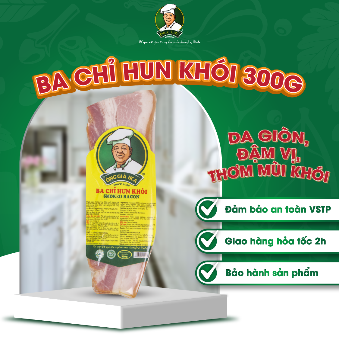 [Chỉ Giao Hà Nội] Ba chỉ hun khói 300g