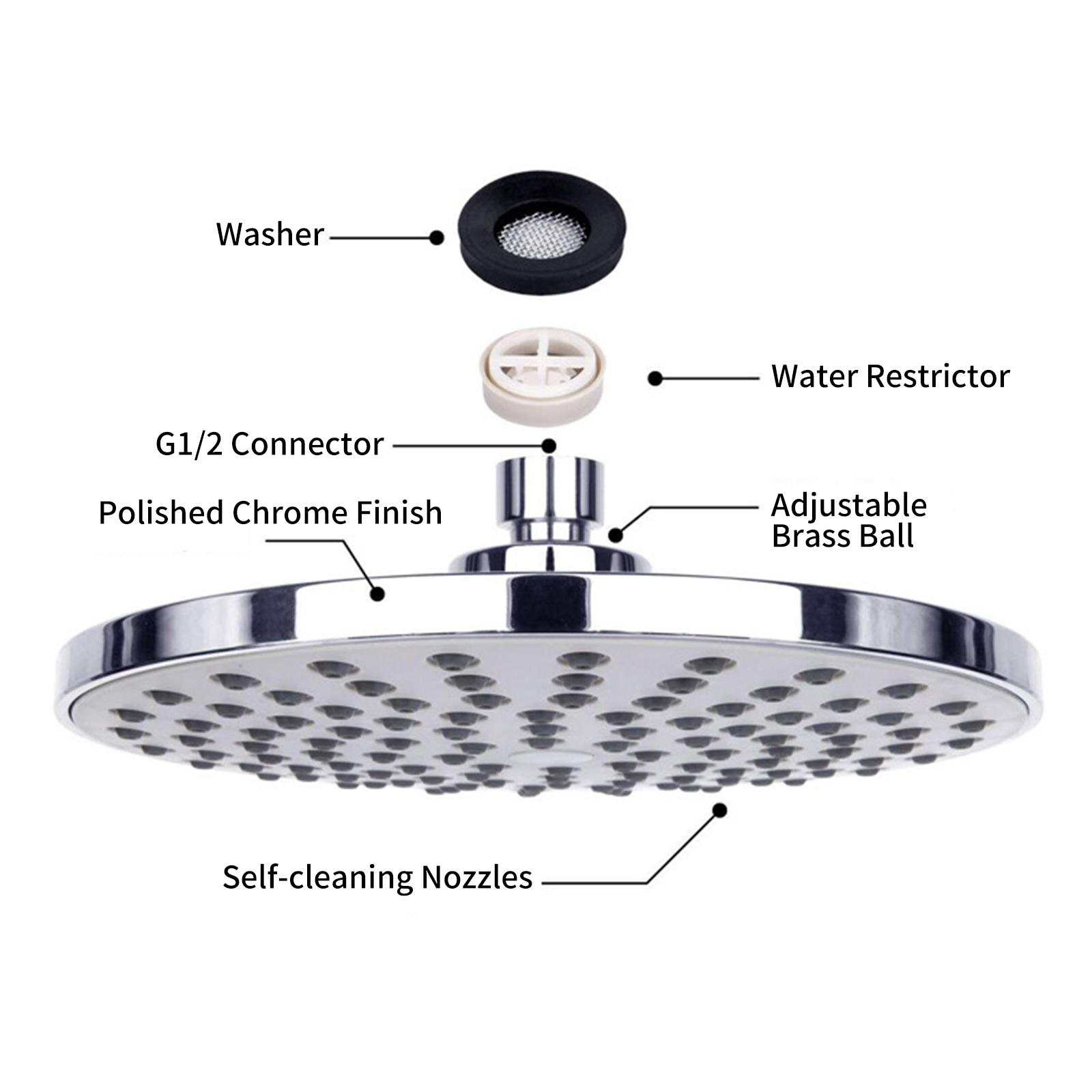 Rain Showerhead and Handheld Showerhead Hose Bracket 3-Way Splitter Polished Chrome High Pressure Shower Head Combo