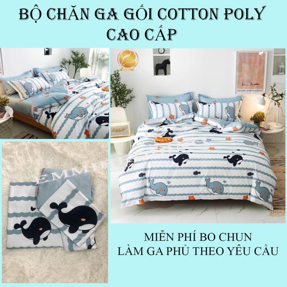 Bộ chăn ga gối , coton poly họa tiết hoa quả đủ size miễn phí bo chun
