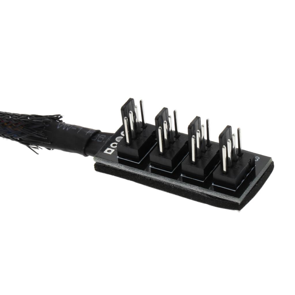 PC Fan Power 1 Female to 4 Male 4-pin/3-pin Socket Fan Hub Splitter Cable