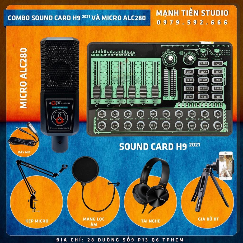 Combo soundcard H9 + Micro ALC 280 thu âm. hát karaoke, livetream mọi lúc mọi nơi