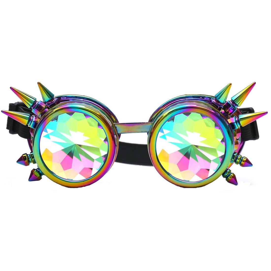 Kính vạn hoa Cầu vồng Steampunk Goggles Tròng kính hàn Bảo vệ mắt
