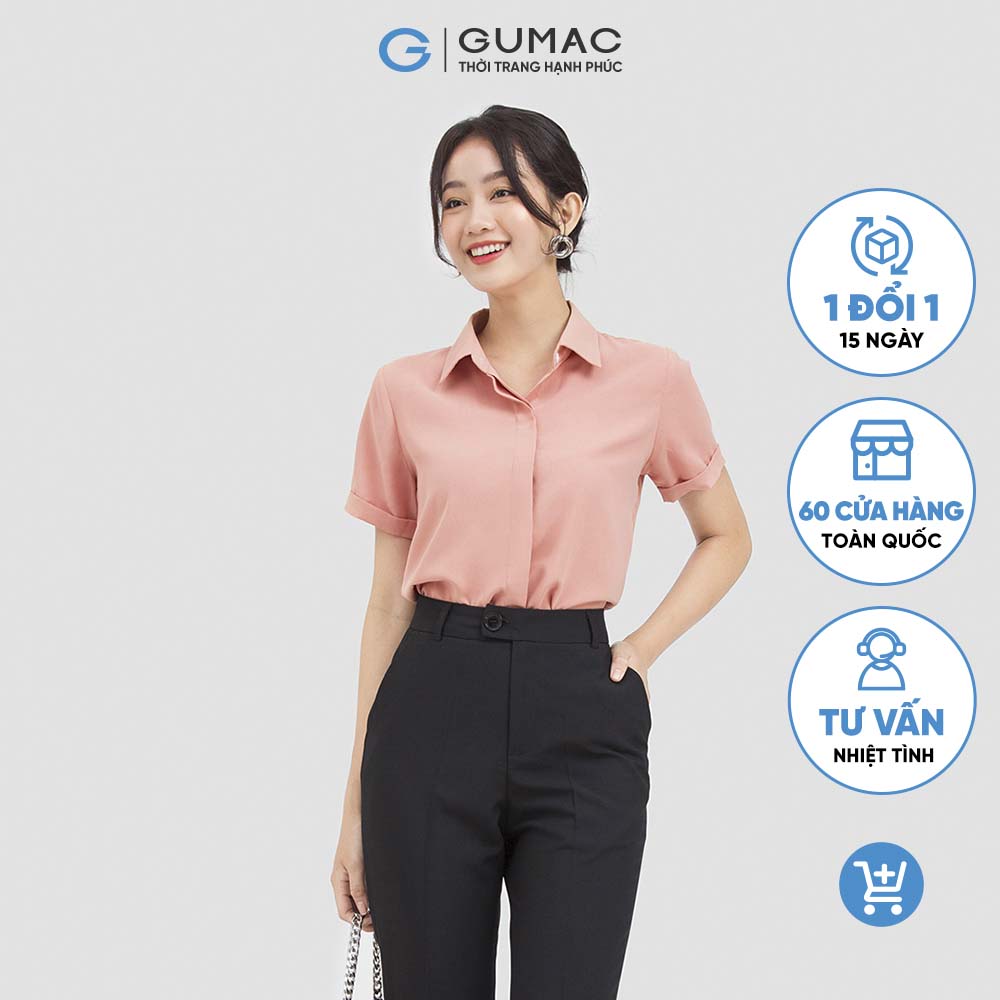 Áo sơ mi nữ GUMAC AC06039 tay ngắn tay lật