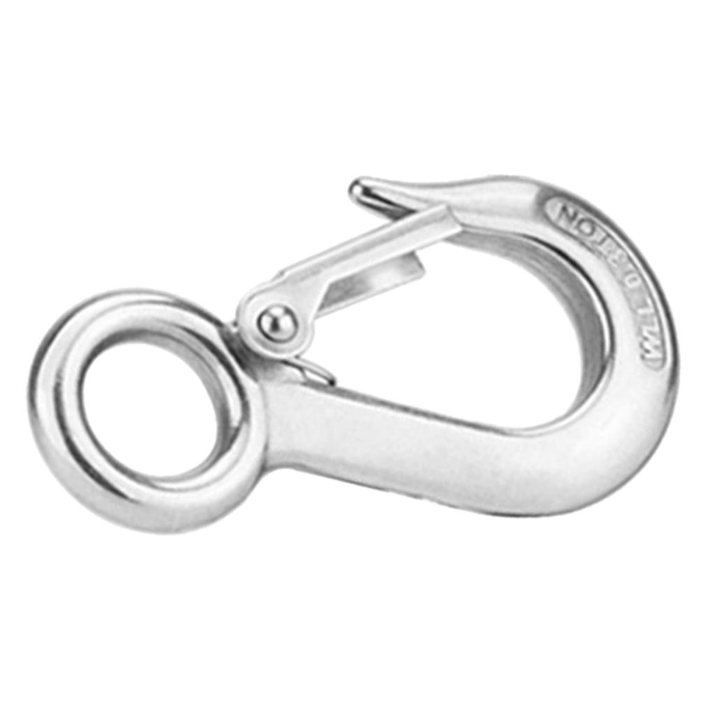 2xStrong Stainless Steel Eye Hook W/ Clevis Safety Latch for Winch Cable 0.3T