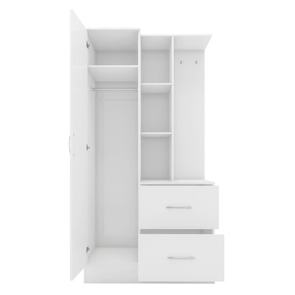 EDLE, Tủ quần áo kèm kệ lưu trữ đồ dùng có gương WAR_058, 117x52x190cm