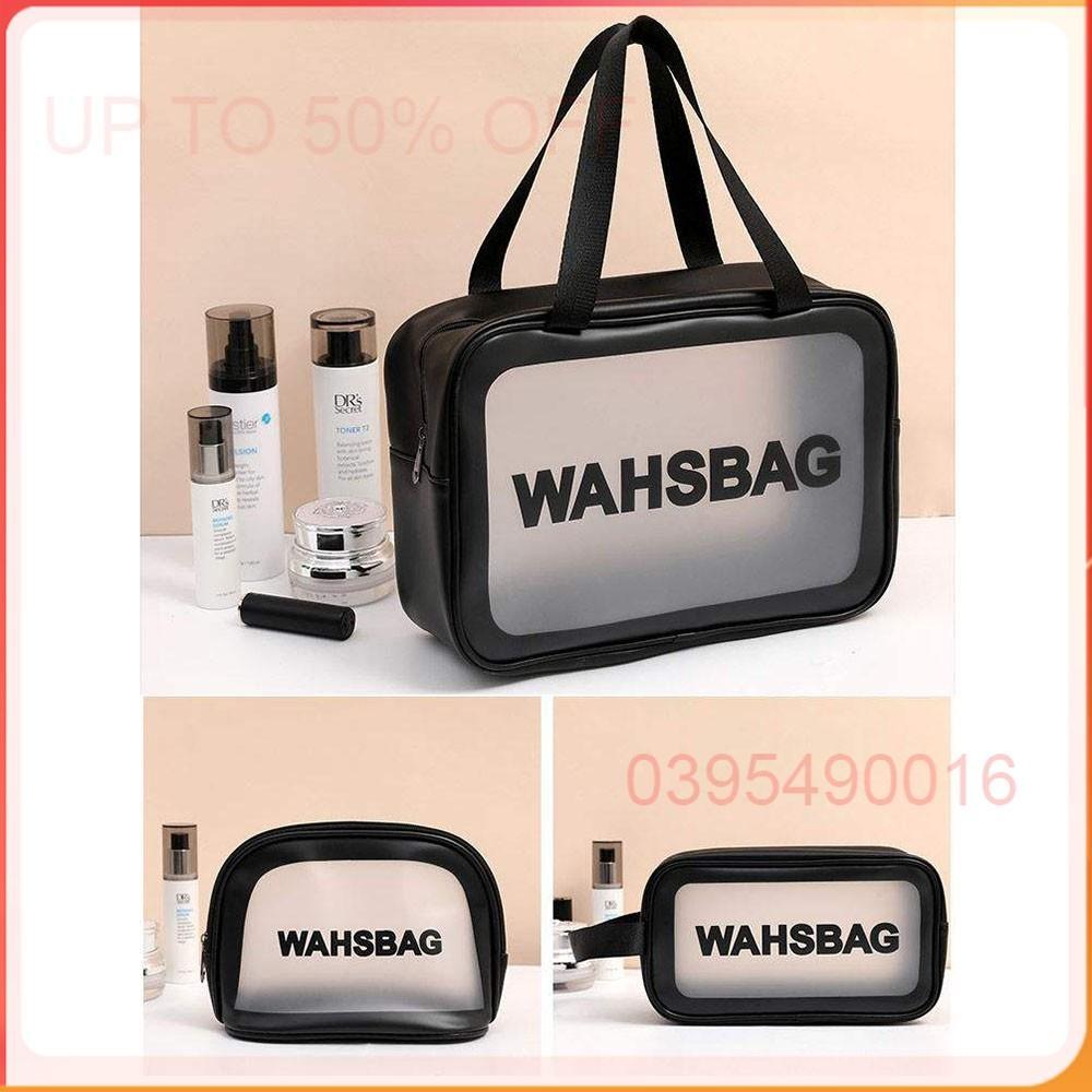 Bộ 3 Túi đựng mỹ phẩm du lịch MÀU ĐEN chứa đồ trang điểm sang trọng Washbag trong suốt chống thấm nước tiện dụng