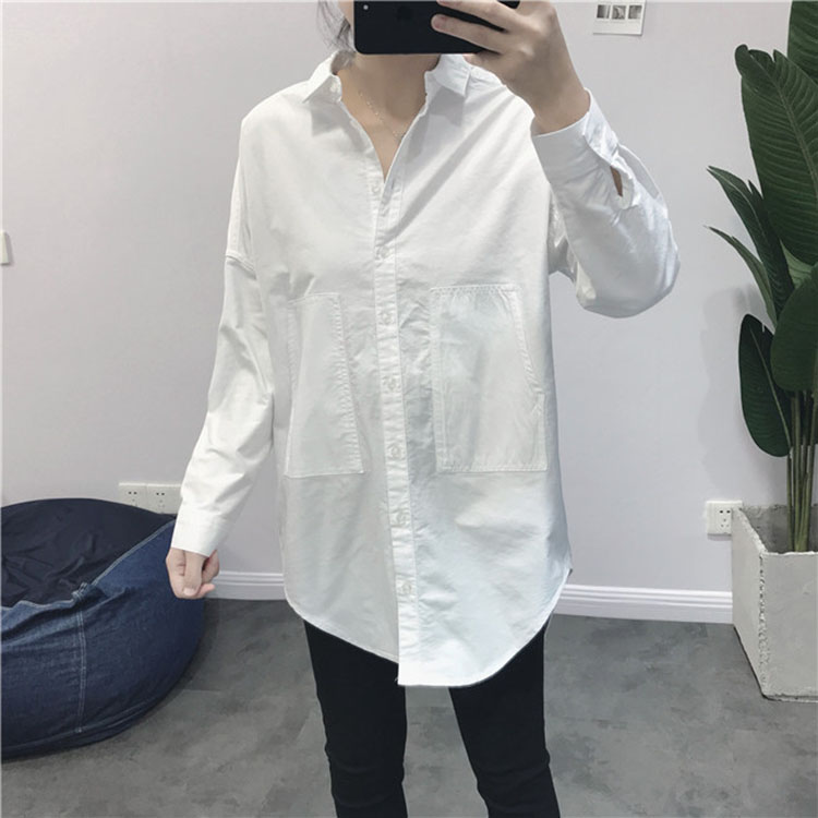 Áo sơ mi nữ dáng dài chất thô đũi 2 túi ốp sườn, thời trang phong cách trẻ