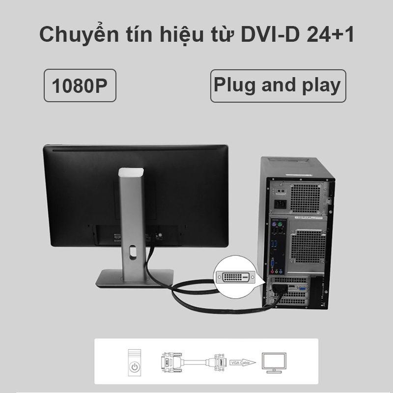 Cáp Chuyển Đổi Đầu DVI Ra VGA 25cm Chất Lượng Cao Chống Nhiễu