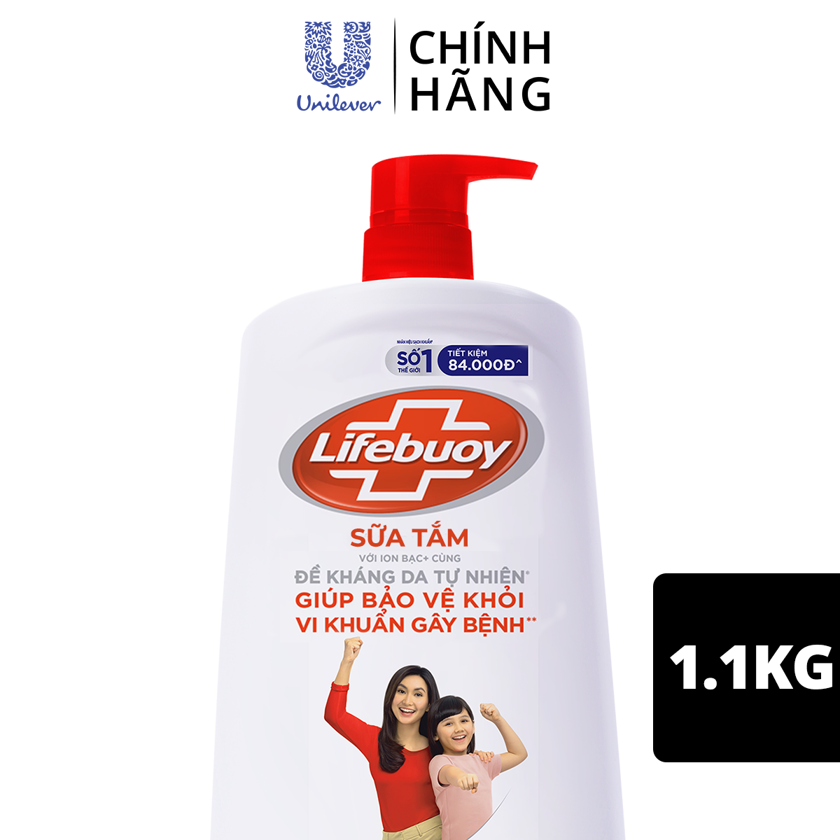 Sữa Tắm Lifebuoy Sạch Khuẩn Bảo Vệ Vượt Trội Mạnh Mẽ Chứa Ion Bạc+ Hỗ Trợ Cùng Đề Kháng Da Tự Nhiên Chai 1100G