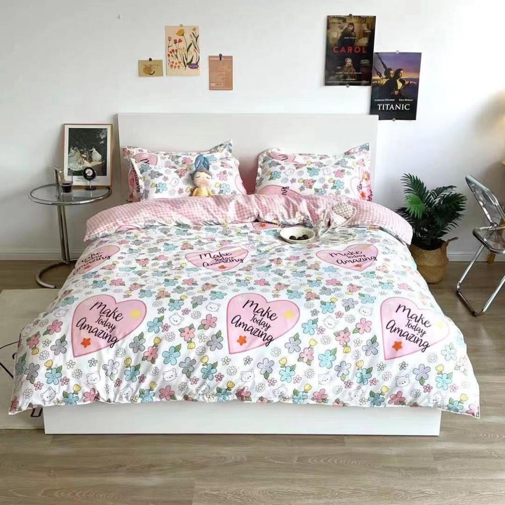 Bộ chăn ga gối , coton poly họa tiết quả đủ size miễn phí bo chun