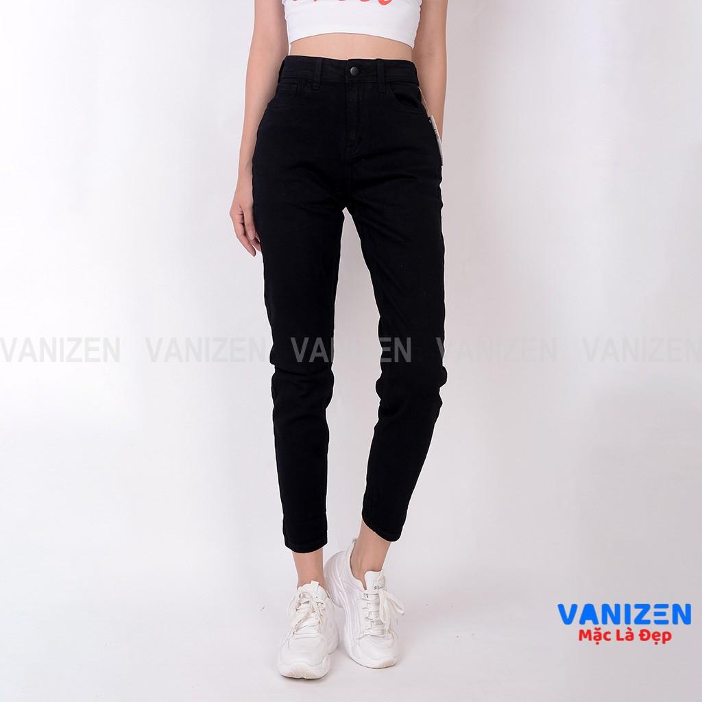 Quần jean nữ ống rộng baggy đẹp lưng cao cạp căn bản màu đen trắng trơn cao cấp mã 220 VANIZEN