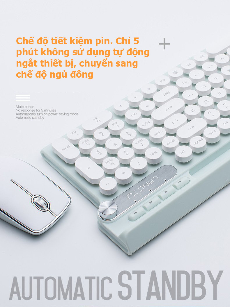 LANGTU LT500 Combo Bộ Bàn Phím Và Chuột Không Dây 2.4G Ergonomic Chơi Game Tắt Tiếng Chuột Bàn Phím Đa Phương Tiện - Hàng Chính Hãng