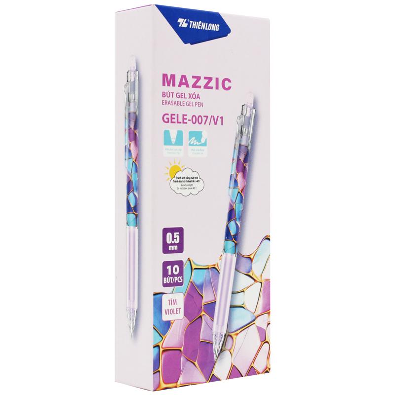Hộp 10 Bút Gel Xóa Được 0.5 mm - Thiên Long GELE-007/V1 - Mực Tím