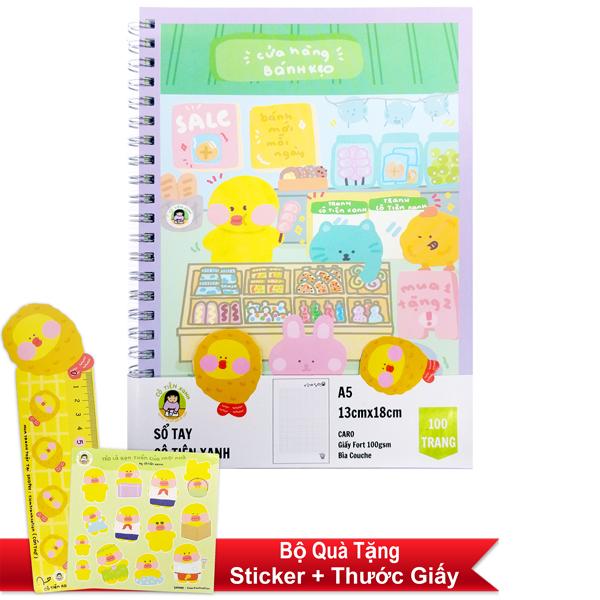 Sổ Tay Lò Xo A5 Kẻ Ô Vuông 100 Trang 100gsm - Cô Tiên Xanh - Cửa Hàng Bánh Kẹo