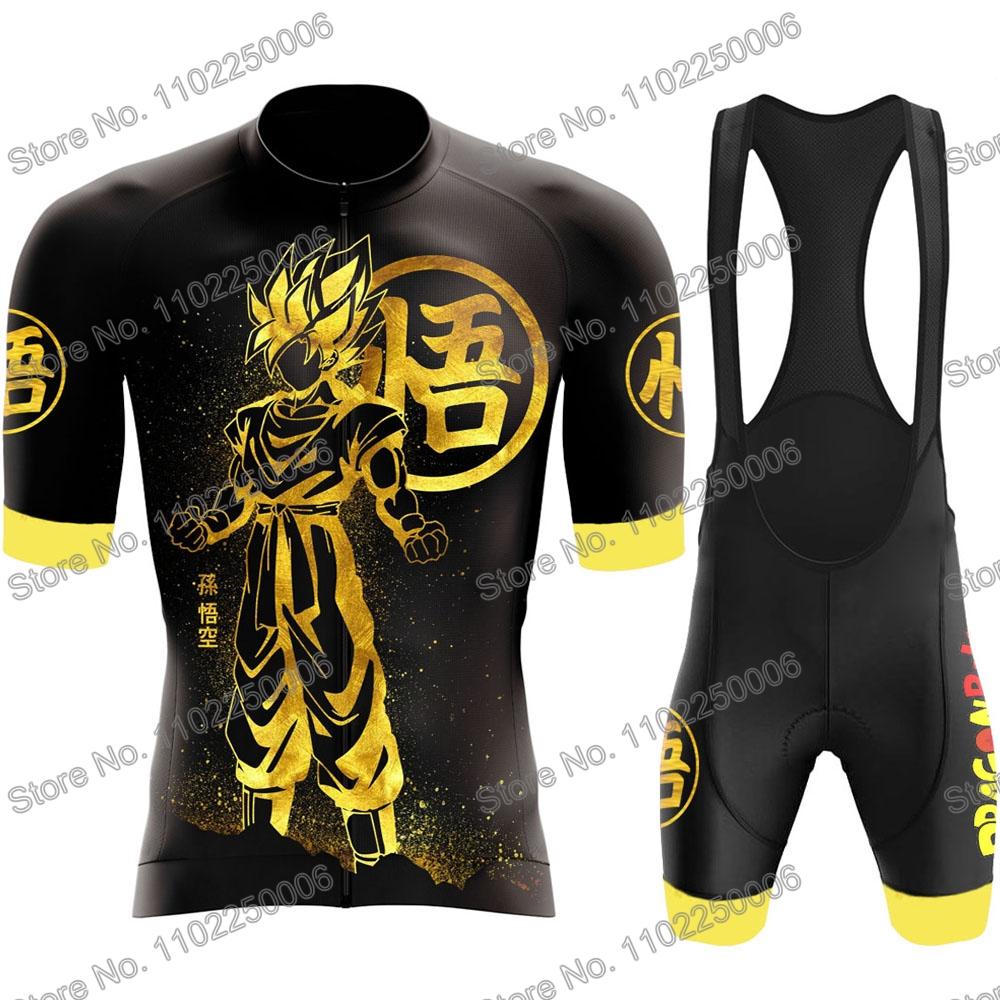 Golden Goku Cycling Jersey Set Summer Cycling Quần áo nam Đàn đường xe đạp phù hợp với tay áo ngắn xe đạp Bib Shorts MTB Maillot Color: 8 Size: XXS
