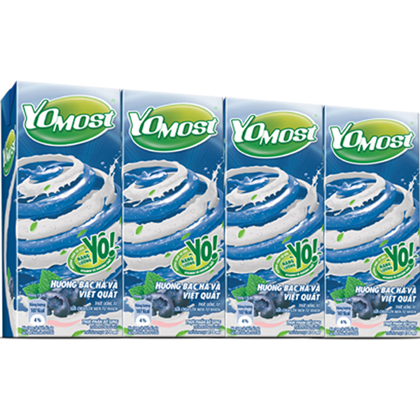 Thùng 48 Hộp Sữa Chua Lên Men Tự Nhiên Yomost Bạc Hà - Việt Quất