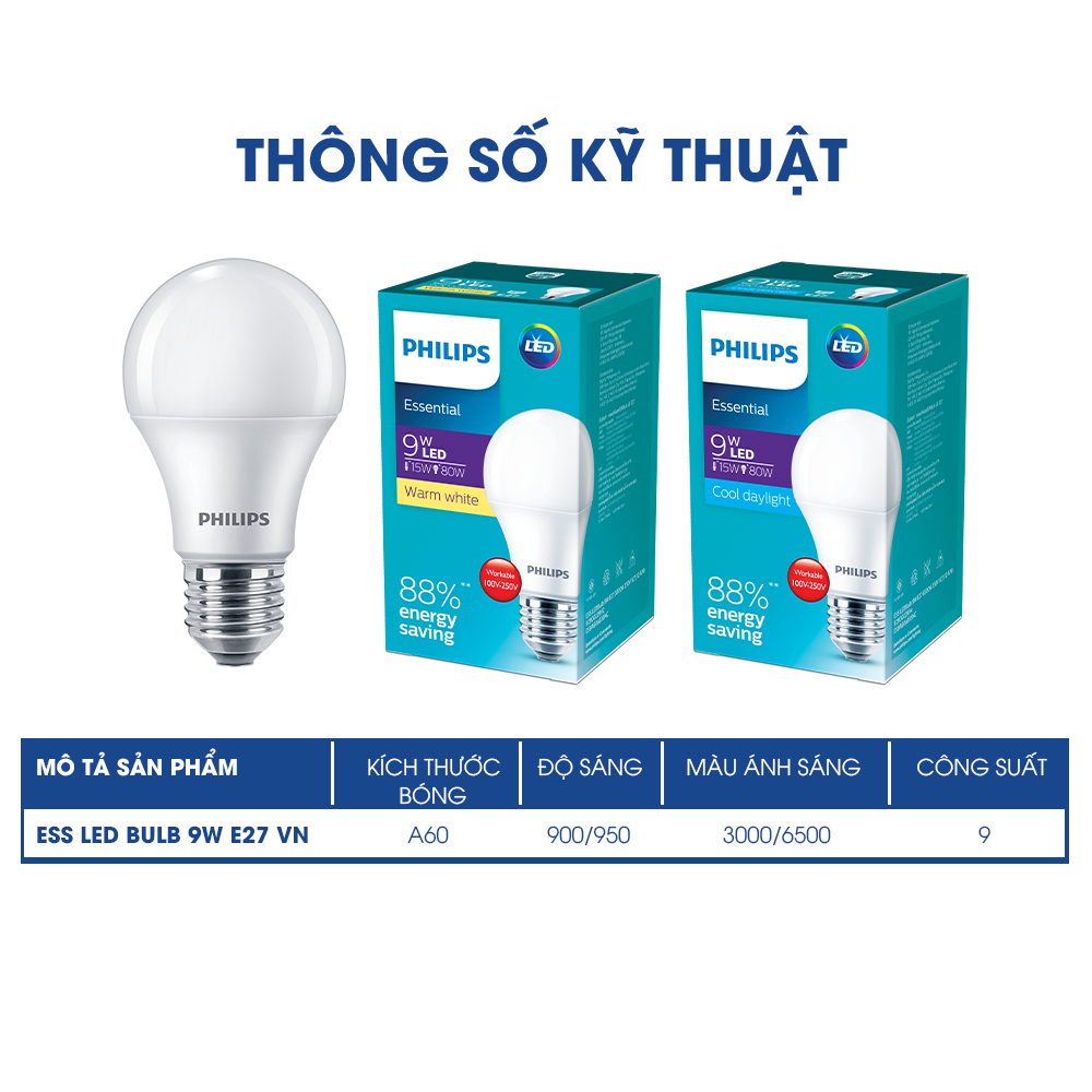 Bóng Philips LED bulb Essential E27 - E27