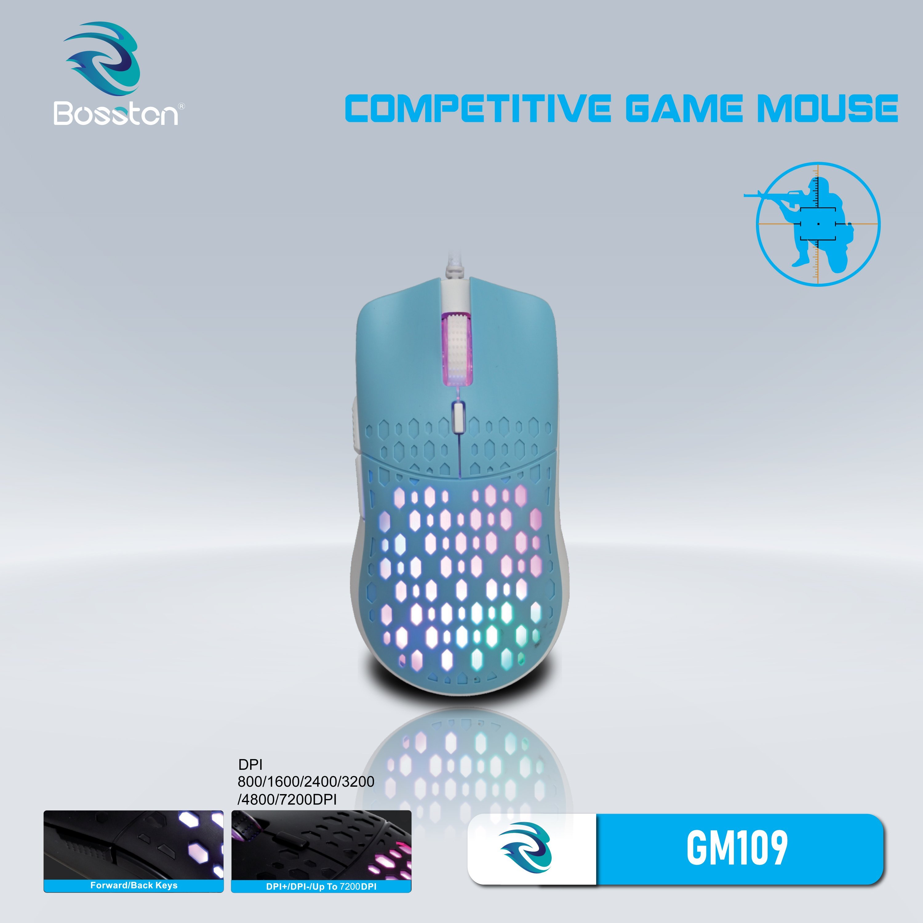 Chuột Bosston GM109 Gaming 7.200DPI Tặng kèm lót chuột ( Màu Ngẫu Nhiên ) - Hàng chính hãng