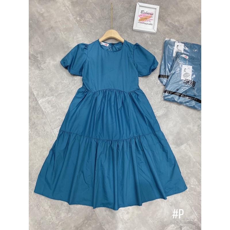 Váy Nữ Xanh Dáng Suông Tay Cộc, Đầm Nữ Dáng Dài Siêu Xinh Có Ảnh Thật Kèm Video