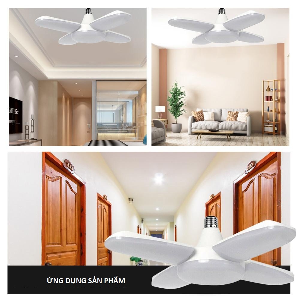 Bóng Đèn LED 4 Cánh Quạt Phát Sáng Siêu Sáng - Siêu Tiết Kiệm Điện 60W / Đui đèn xoáy E27 Tiết Kiệm 50%- 70% Điện Năng Tiêu Thụ