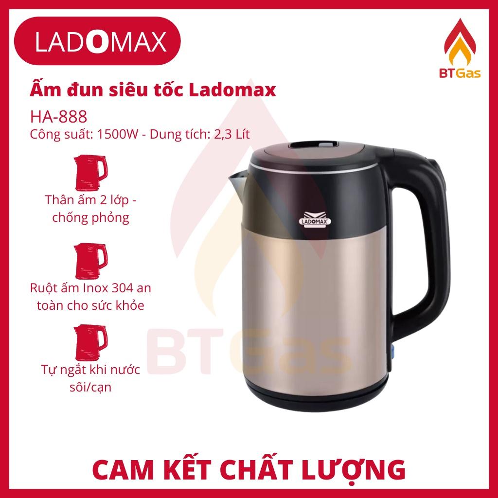 Ấm siêu tốc, bình đun nước siêu nhanh Inox 2 lớp chống phỏng Ladomax HA-888 2.5L - Hàng chính hãng