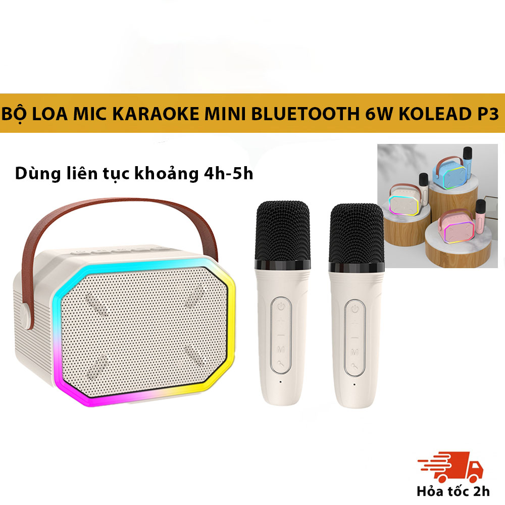 Loa Karaoke Bluetooth P3 KOLEAD Kèm 1- 2 Micro Không Dây,Âm Thanh Siêu Hay,Sang Trọng Nhỏ Gọn Tiện Lợi,dễ dàng mang theo - Hàng chính hãng 