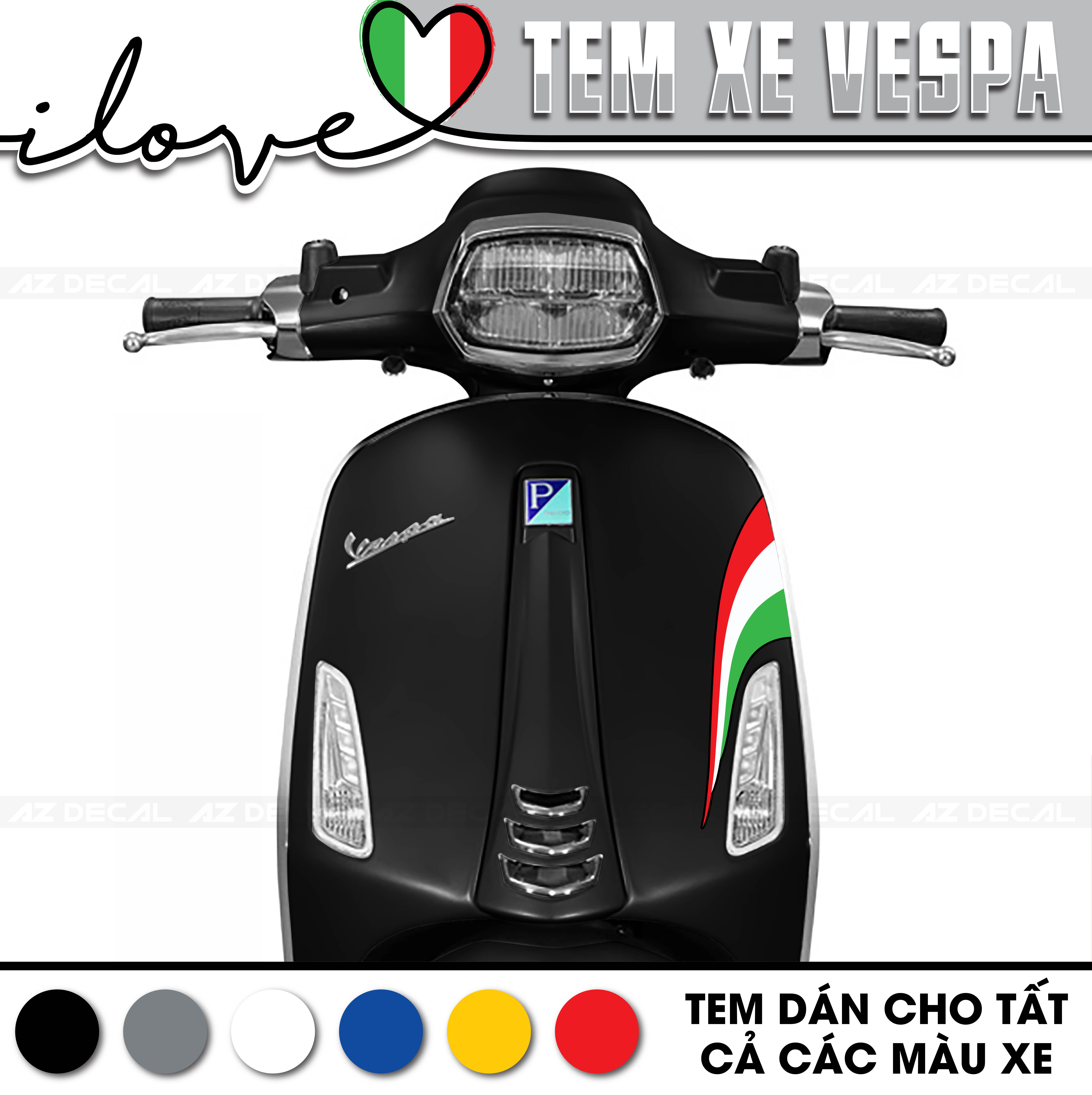 Tem Rời Xe Vespa Sprint / Primavera / GTS / LX  Phong Cách Italy Mẫu VP01 | Decal Trang Trí, Cắt Khuôn Sẵn Dễ Dán