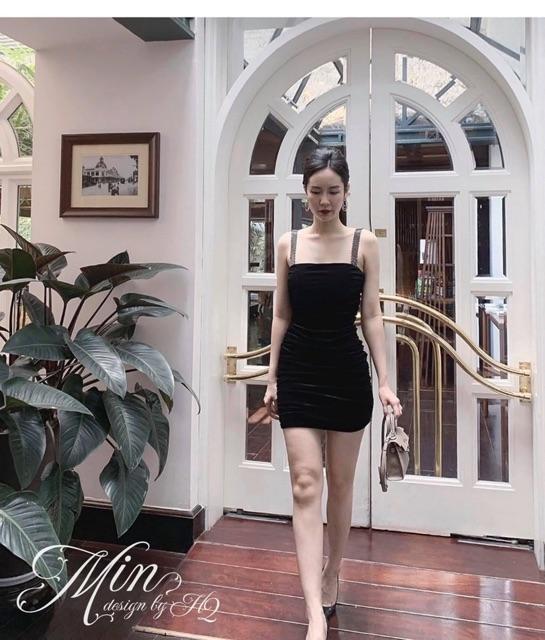 ĐẦM BODY NHUNG DÂY ĐÍNH ĐÁ