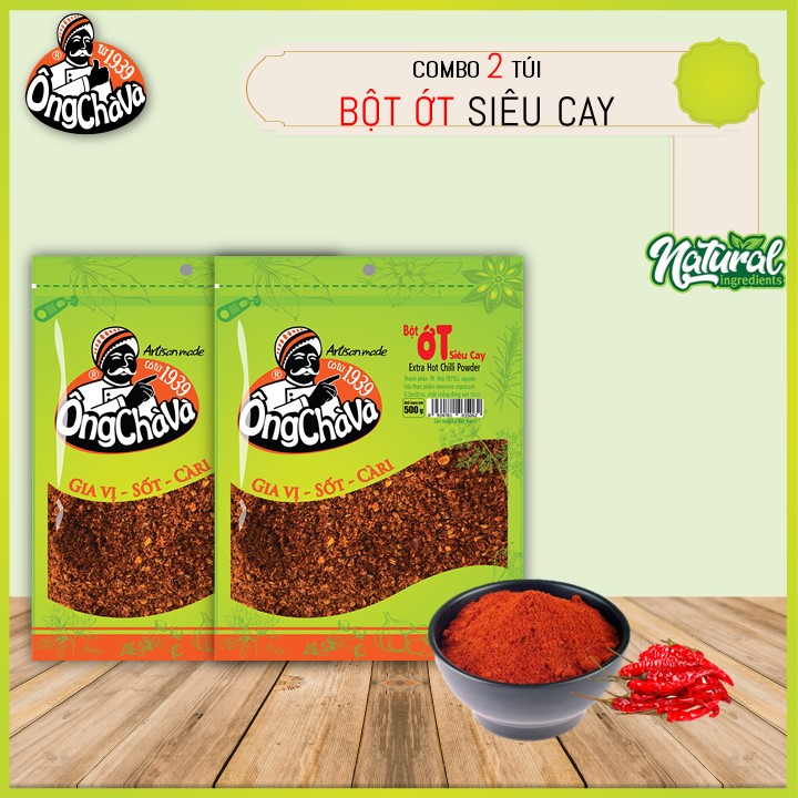 Combo 2 Túi Bột Ớt Siêu Cay Ông Chà Và 500g (Extra Hot Chili Powder)