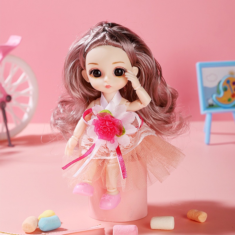 Đồ chơi búp bê 23 khớp xinh xắn cao 17cm dễ dàng cử động, đồ chơi dễ thương cho bé gái