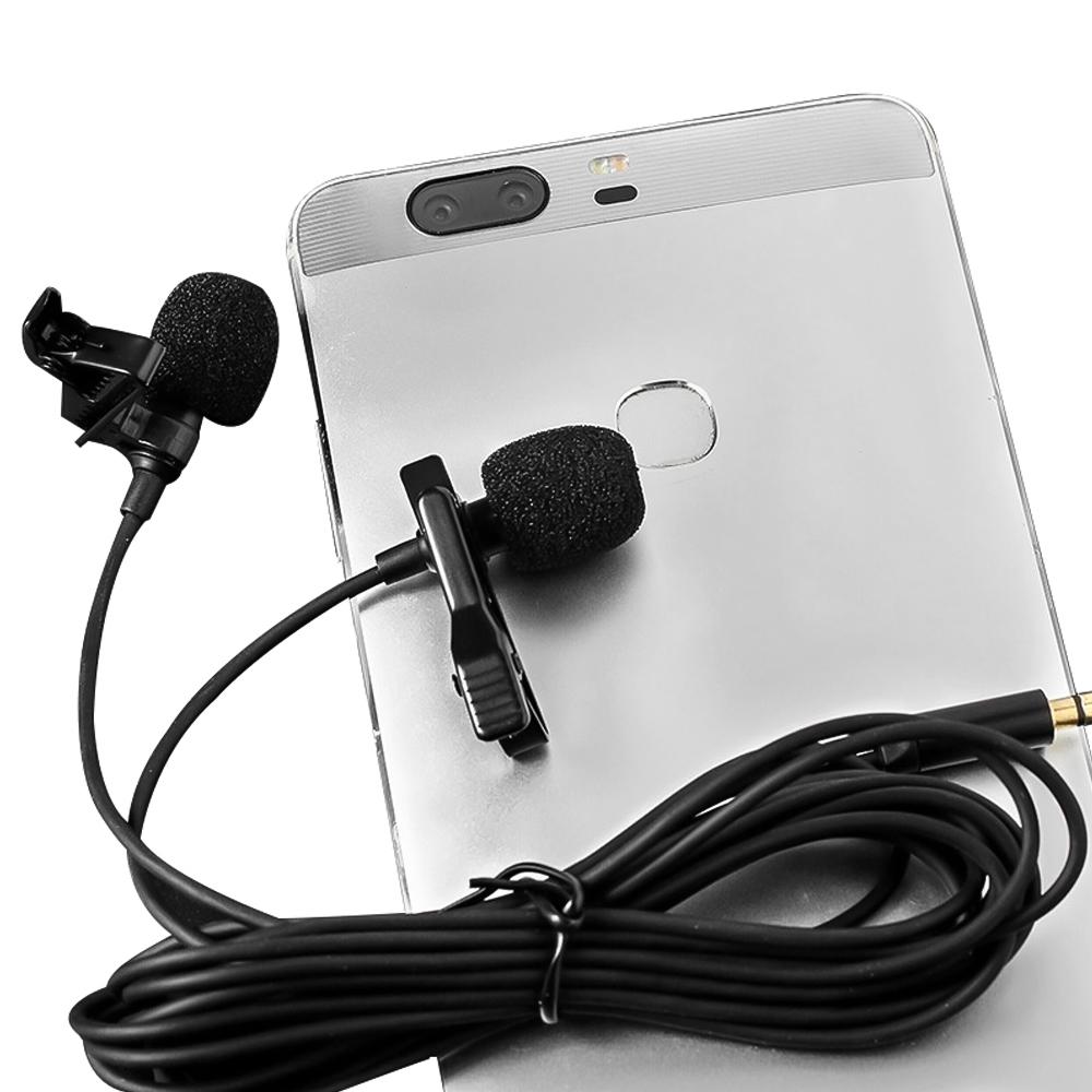 Omni-directional Electret Condenser Lavalier Microphone Dual Head with 3.5mm TRRS 4m Cable