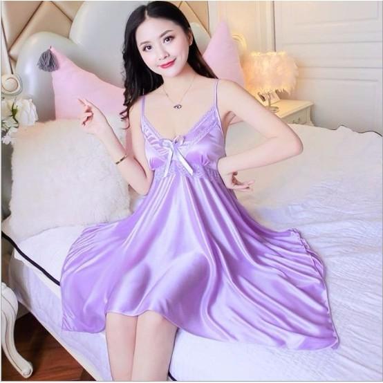 Đầm Ngủ Sexy Gợi Cảm ️FreeShip - Chất Đẹp️Lụa Satin Quyến Rũ Mềm Mát Mịn (P)