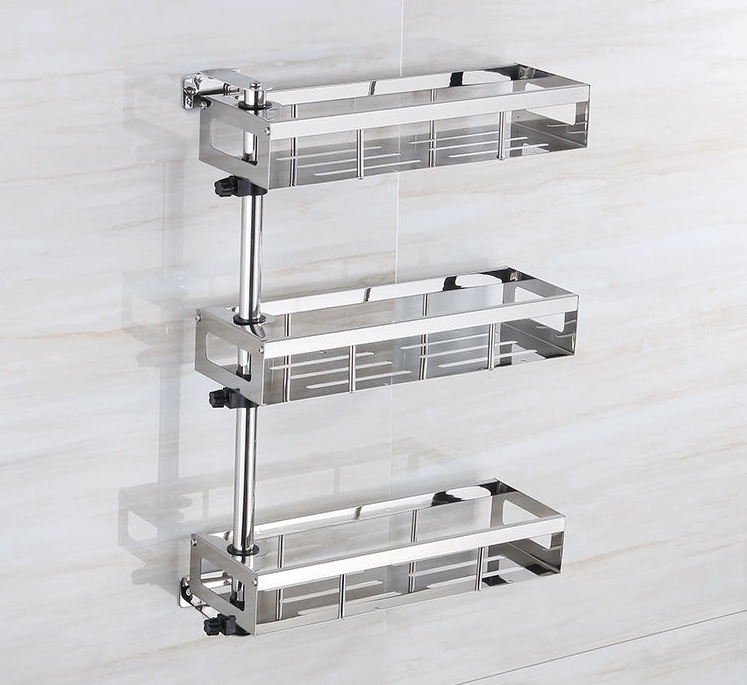 Giá Kệ INOX SUS304 Thiết Kế 3 Tầng Xoay 180 Độ lắp đặt Dán Tường hoặc Khoan - OENON