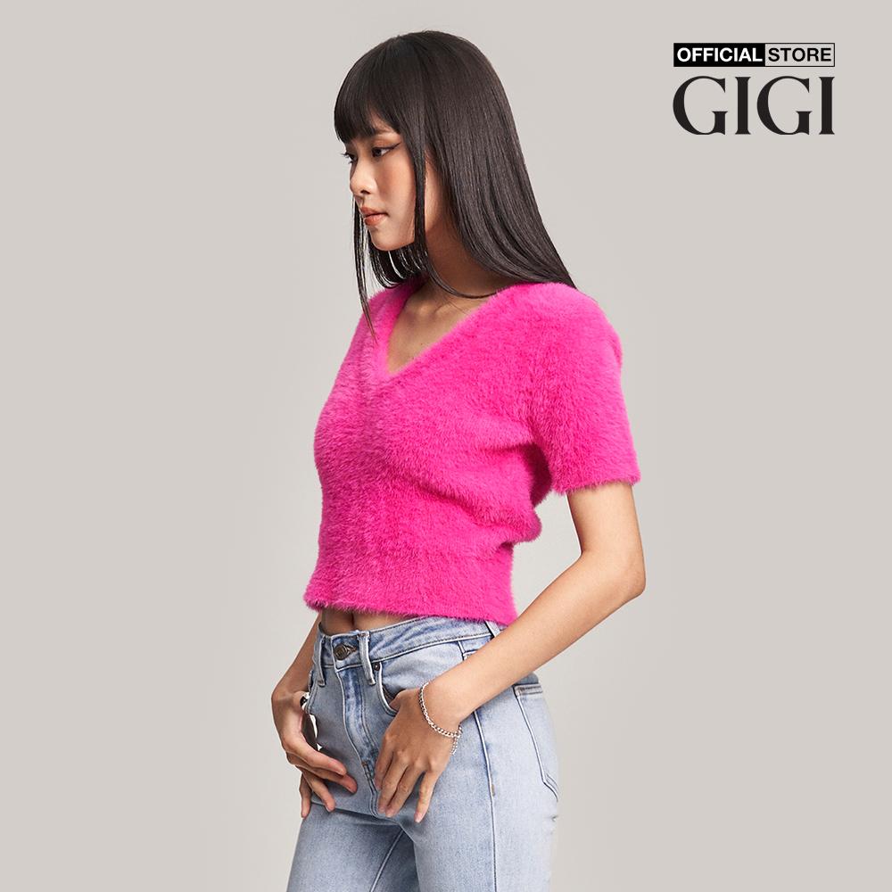 GIGI - Áo dệt kim nữ tay ngắn cổ V nữ tính G1303K222711