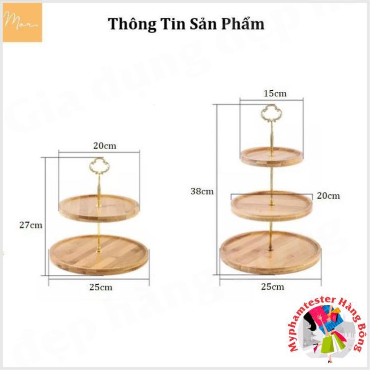 Khay gỗ tròn 2 tầng, 3 tầng để bánh kẹo hoa quả