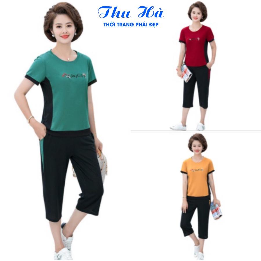 Đồ bộ mặc nhà nữ Thu Hà bộ đồ trung niên cho mẹ chất liệu Cotton mềm mát, thấm mồ hôi cực tốt ĐBH.26