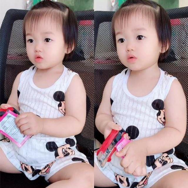 Bộ cotton giấy ba lỗ cho bé