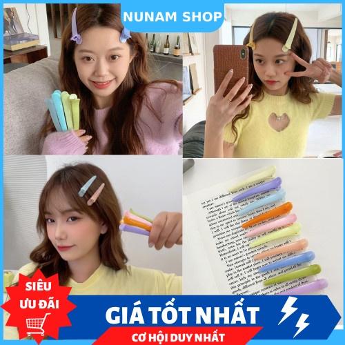 Kẹp tóc mỏ vịt dài màu trơn pastel salon ngọt ngào tiện dụng Nunam Shop