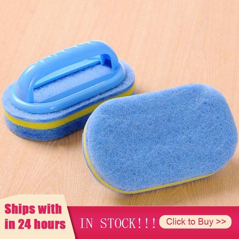 1 Pc Multi-function Bathtub Brush Ceramic Toilet Handle Sponge Cleaner Toilet Brush Glass Wall Bath Kitchen Home Cleaning Gadget
