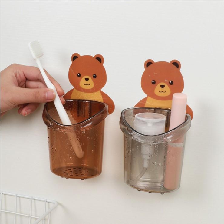 Cốc Gấu Đựng Bàn Chải Kem Đánh Răng-Cốc Gấu Dán Tường Siêu Dính
