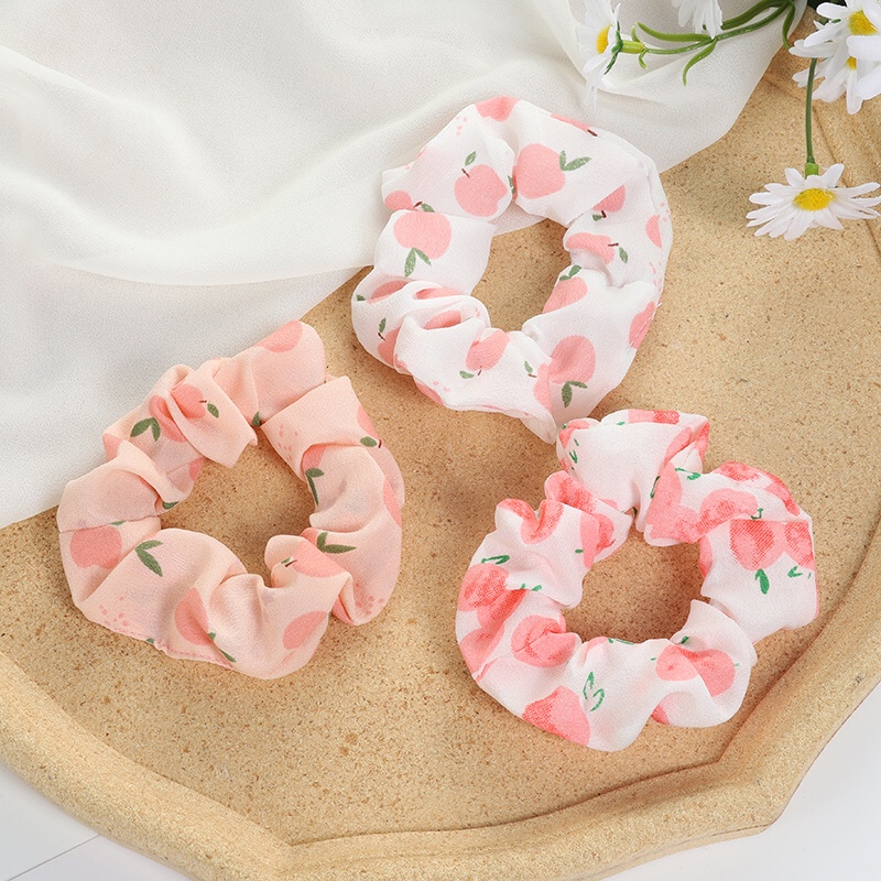 Cột Tóc Vải Scrunchies, Dây Chun Tóc Nữ Scrunchies Họa Tiết Trái Cây Dễ Thương SC13