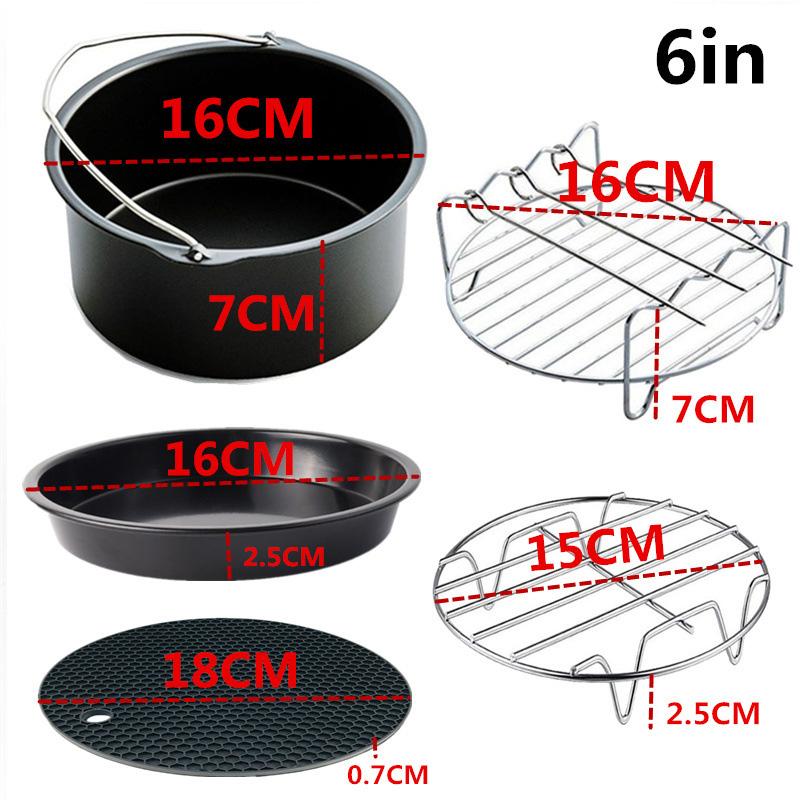 5 Cái/bộ Của 7in 6in Nồi Chiên Không Dầu Air Fryer Phụ Kiện Thích Hợp Cho Tất Cả Các Airfryer Chất Lượng Cao Fryer 3.5-5.8QT Bếp Pizza vỉ Nướng