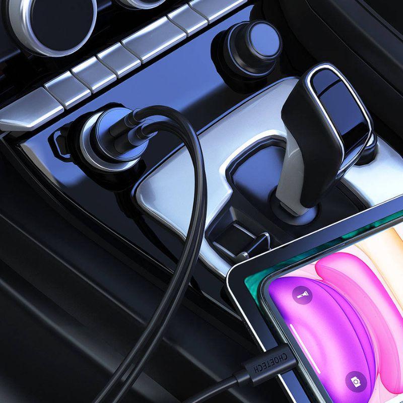 Tẩu nhanh ô tô 30W 5A 2 cổng USB Type C+ USB-A QC3.0 Choetech TC0006
