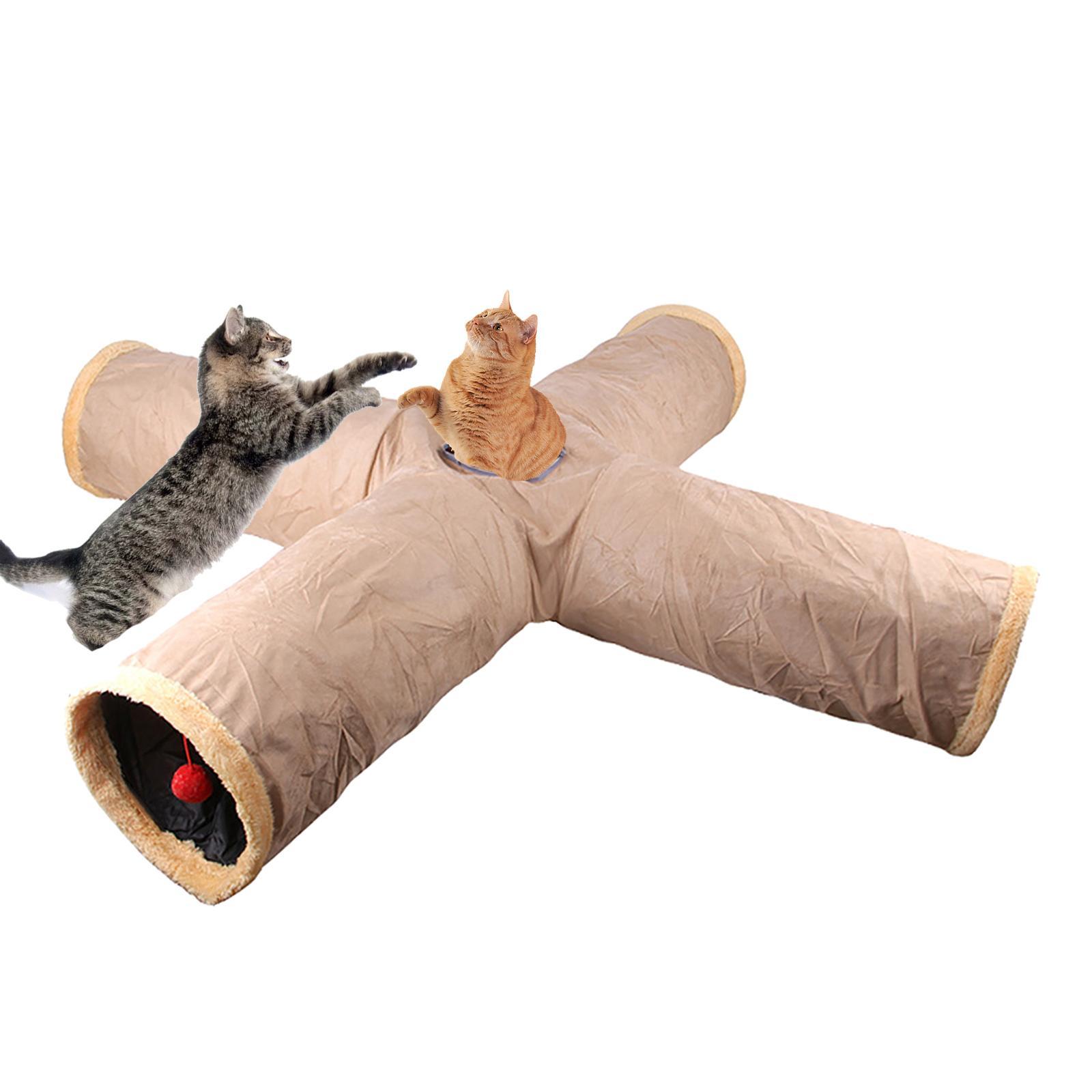Cat Tunnel Tube for Indoor Cats, Cat Toys 4 Way Collapsible, Kitty Tunnel Cat Pet Toys Peek Hole Toy for Puppy, Kitten, Rabbit