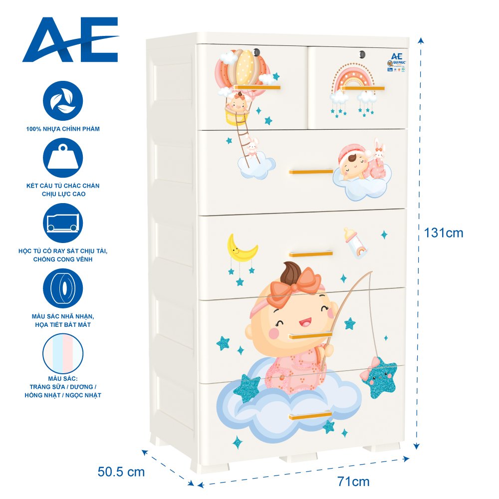 Tủ nhựa AE bayby 5 tầng