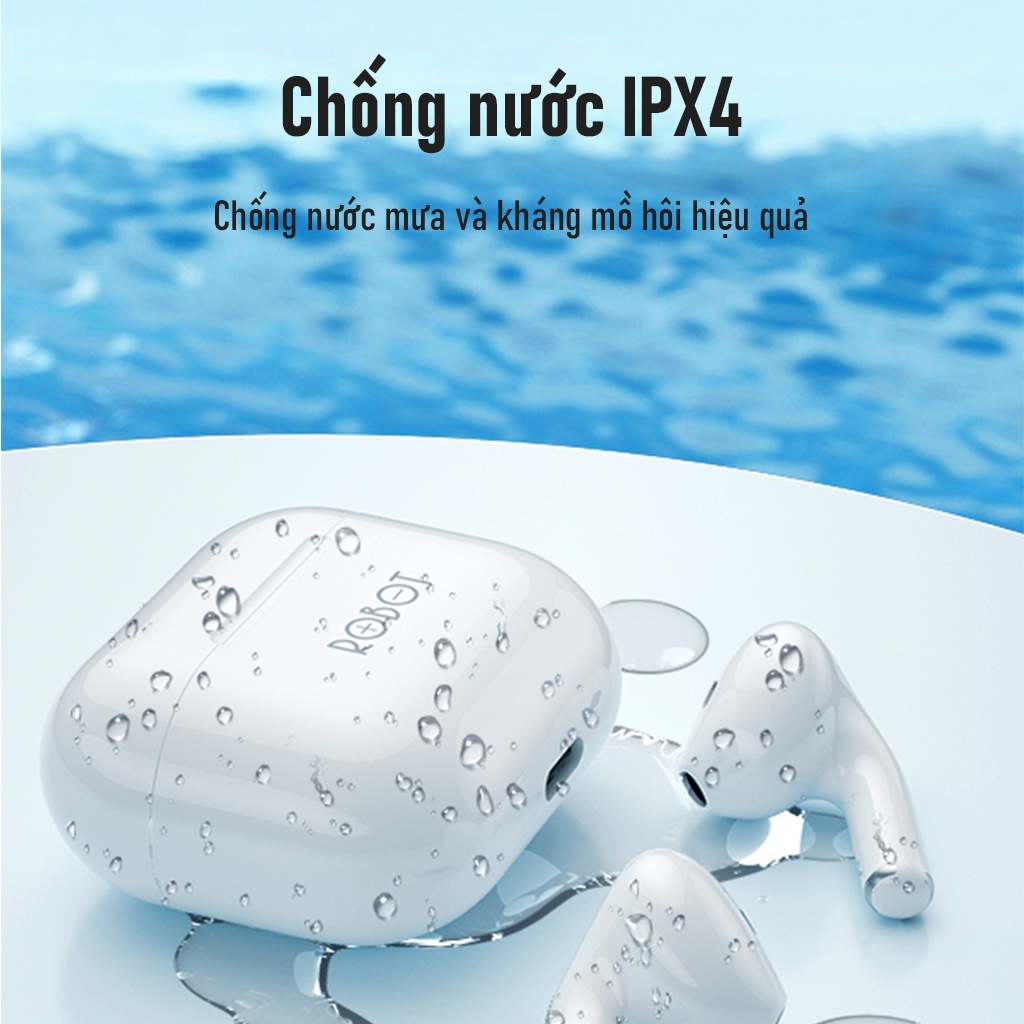 Tai Nghe Không Dây True Wireless ROBOT Airbuds T50 Semi InEar Bluetooth Kháng Nước IPX4 - Hàng chính hãng