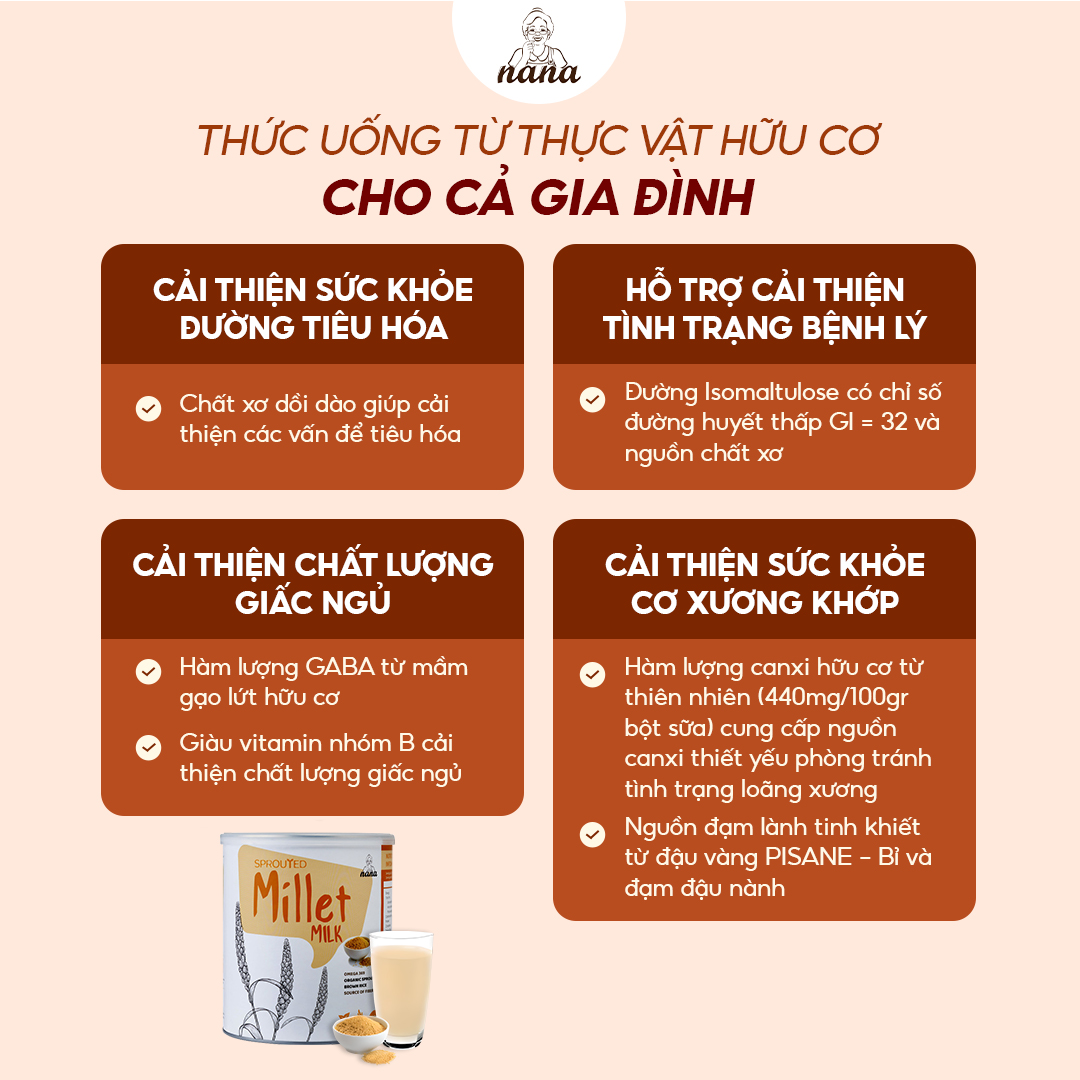 Sữa Hạt Gạo Lứt Hữu Cơ Millet Gói 30g Vị Kê Nhập Khẩu Malaysia Cho Trẻ Từ 3 Tuổi &amp; Cả Gia Đình Bổ Sung Dinh Dưỡng Vegan - 24grains