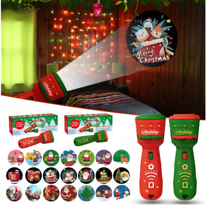 Đèn Pin Chiếu Hình Noel Cho Bé - Gồm 24 Hình Noel Sinh Động