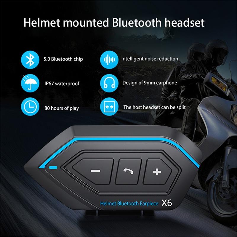 Bộ Tai Nghe Nón Bảo Hiểm X6 Không Dây Bluetooth 5.0 Chống Nước Rảnh Tay Cho 2 Rider